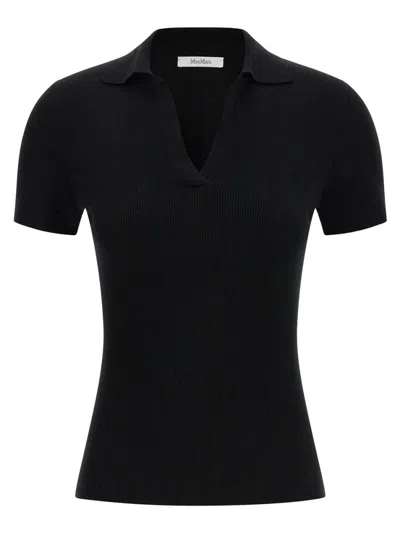 Max Mara Albero Dark Blue Virgin Wool Polo Shirt In Black