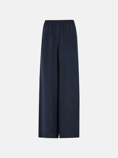 Max Mara Volonta Heavy Silk Wide Leg Pants In Blue