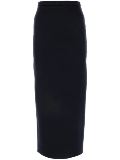 Max Mara Navy Blue Wool Long Skirt In Blue Marine