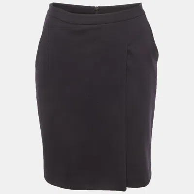 Pre-owned Max Mara Navy Blue Wool Pencil Skirt S