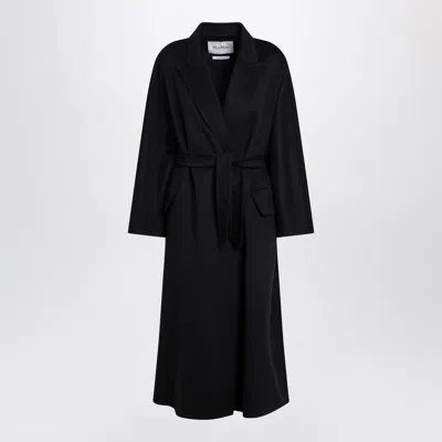 Max Mara Navy Cashmere Wrap Coat In Black