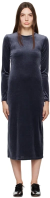 Max Mara Navy Crewneck Midi Dress In 003 Navy