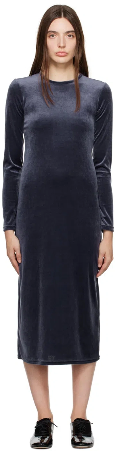 Max Mara Navy Crewneck Midi Dress In 003 Navy