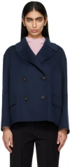 Max Mara Blue Double-breasted Jacket In 001 Midnightblue