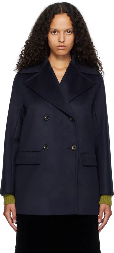 Max Mara Navy Kent Short Peacoat In 010 Navy