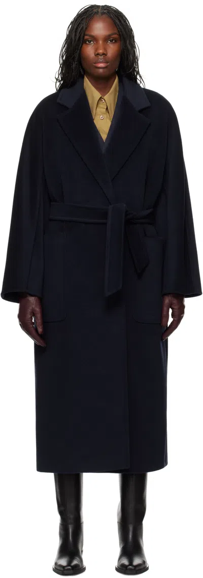 Max Mara Navy Locri Coat In 005 Ultramarine