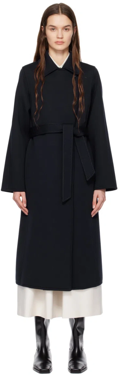 Max Mara Navy Manuela Coat In Black