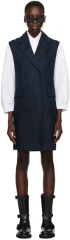 Max Mara Linen Sleeveless Blazer In 2 Navy