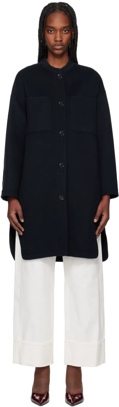 Max Mara Navy Miriam Coat In 081 Midnightblue