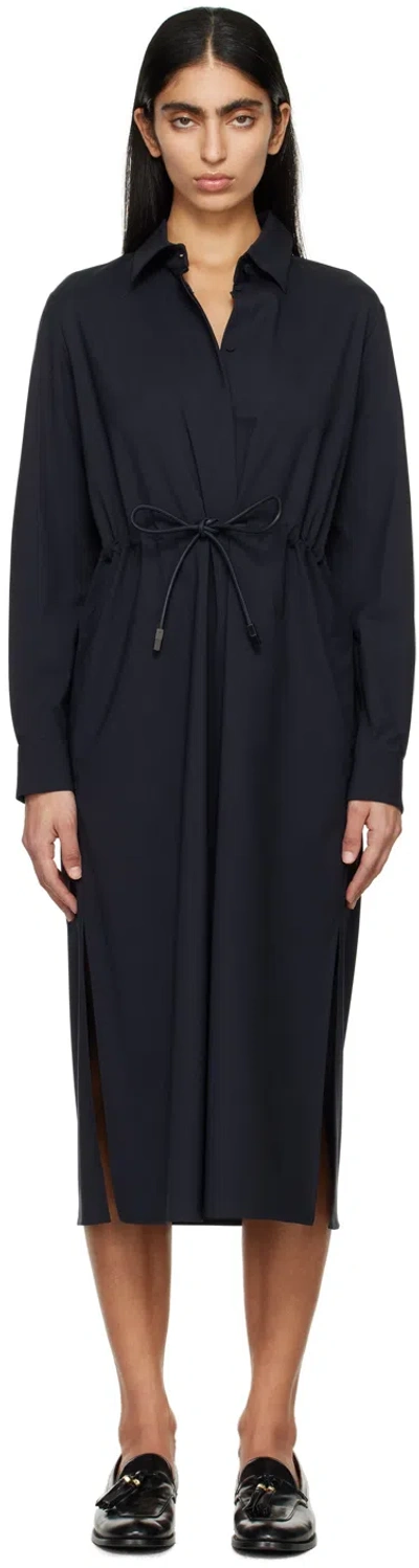 Max Mara Navy Monia Midi Dress In Blue