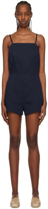 Max Mara Pepaia Twill Playsuit In 001 Navy