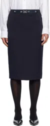 Max Mara Navy Satrapo Midi Skirt In Blue