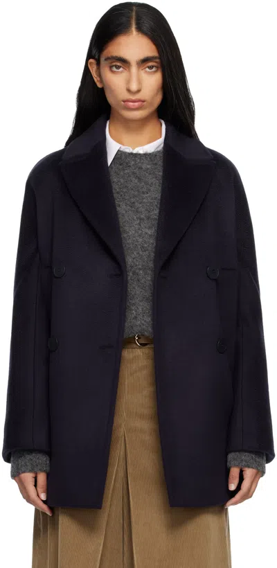 Max Mara Navy Sheree Coat In Blue