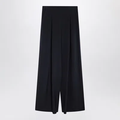 Max Mara Navy Silk Blend Trousers In Black