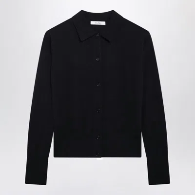 Max Mara Navy Wool-blend Cardigan In Black