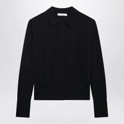 Max Mara Navy Wool Blend Cardigan In Black