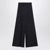 Max Mara Navy Wool Jersey Trousers In Black