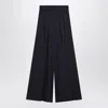 Max Mara Navy Wool Jersey Trousers In Black