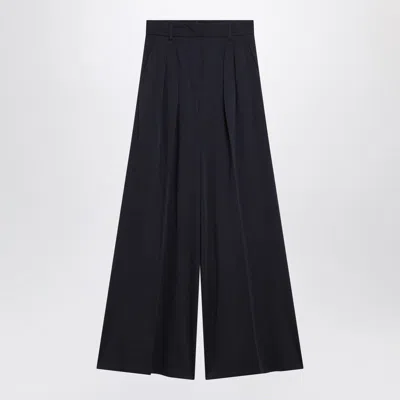 Max Mara Navy Wool Jersey Trousers In Black