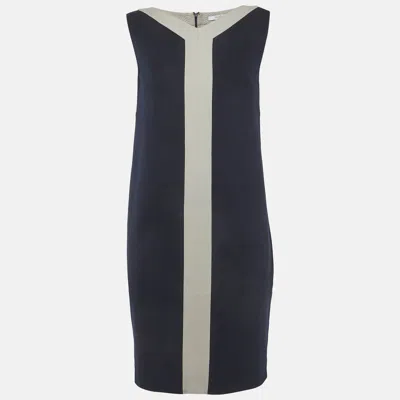 Pre-owned Max Mara Nay Blue Jersey V-neck Sheath Dress S