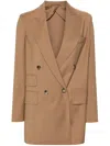 Max Mara 'mist' Double-breasted Longline Blazer In 褐色