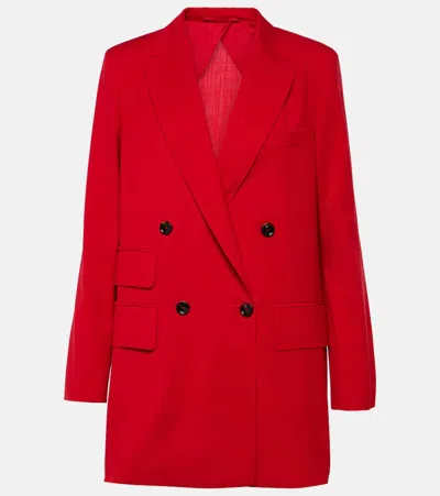 Max Mara Nebbie Double-breasted Wool-crepe Blazer In Animal Print