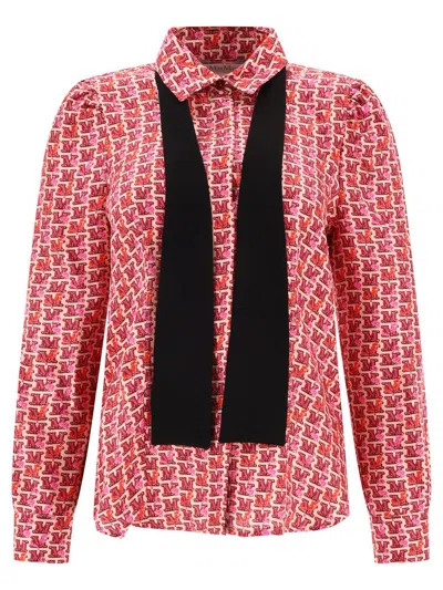 Max Mara "mino" Printed Silk Twill Shirt In Pink