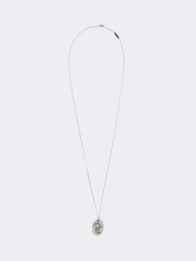 Max Mara Necklace With Rhinestone Pendant In Metallic