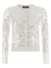 Max Mara Sequin Embellished Cardigan In White