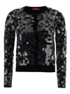 Max Mara Studio Necton Sequin Embellished Knit Cardigan In Black