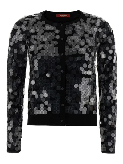 Max Mara Studio Necton Sequin Embellished Knit Cardigan In Black
