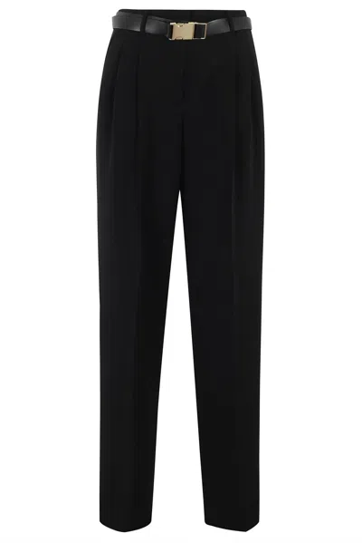Max Mara Neottia Belted Wide Leg Trousers In Nero