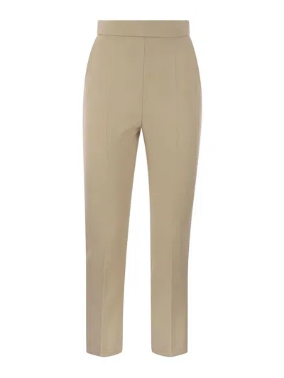 Max Mara Nepeta Ankle-length Trousers In Wool Crepe In Beige