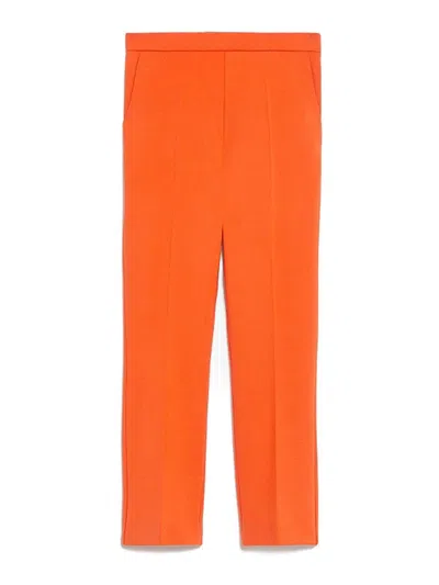 Max Mara Nepeta Ankle-length Trousers In Wool Crepe In Red