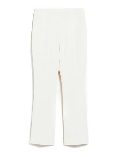 Max Mara Nepeta Ankle-length Trousers In Wool Crepe In White