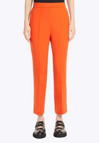 Max Mara Nepeta Wool Crepe Tailored Pants In Orange