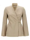 Max Mara Tailored Blazer With Belted Waist And Pockets In Multi