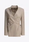 Max Mara Single-breasted Blazer With Unique Wrap-style Design In Beige