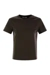 Max Mara Crew Neck Short Sleeve Top With Pocket In Brown