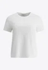 Max Mara Women 'papaia' White Crewneck T-shirt With Tonal Logo Embroidery On The Front In Cotton Wom In White