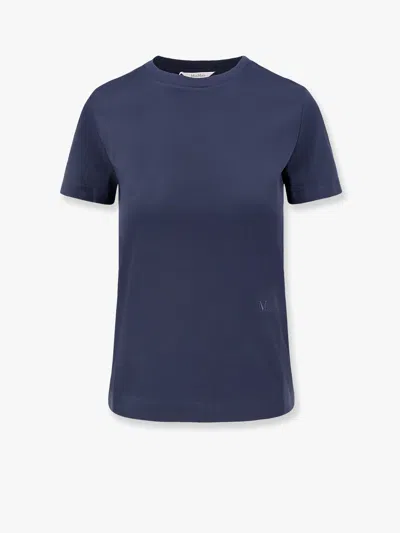 Max Mara Logo Embroidered Crewneck T-shirt In Blue