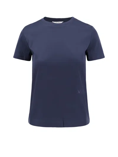 Max Mara Logo Embroidered Crewneck T-shirt In Blue