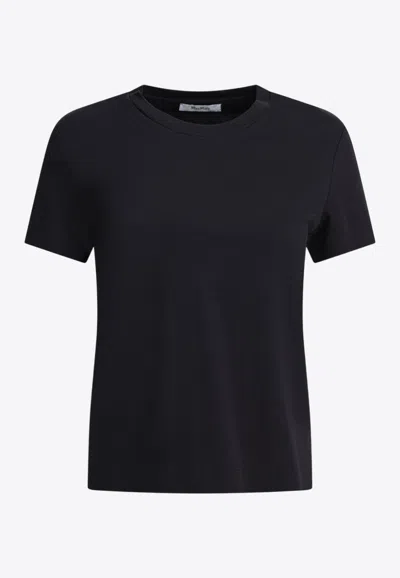 Max Mara Nerina Logo Embroidered T-shirt In Black