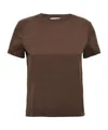 Max Mara Crew Neck Short Sleeve Top With Pocket In Brown