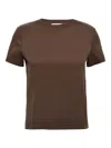 Max Mara Crew Neck Short Sleeve Top With Pocket In Brown