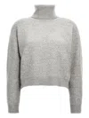 Max Mara Textured Honeycomb Knit Cashmere Sweater In Gray