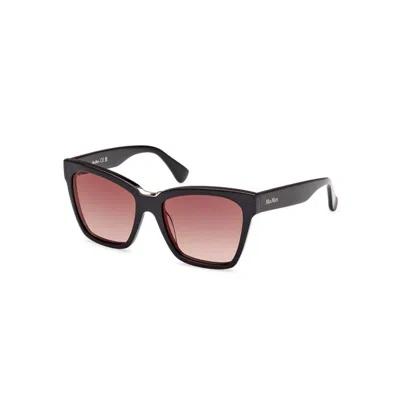 Max Mara Nero Lucido/marrone Grad Acetate Sunglasses In Black