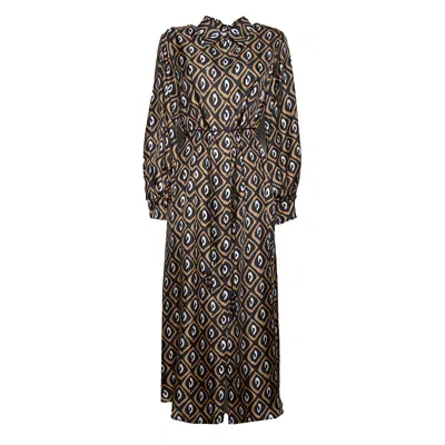 Max Mara Black Silk Long Chemise Dress In Multi