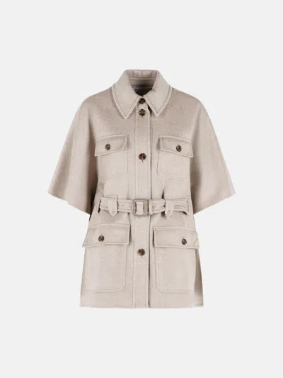 Max Mara 'nettare' Beige Cashmere Cape In Sand