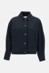 Max Mara Oversized Cropped Denim-effect T-shirt Jacket In Blue